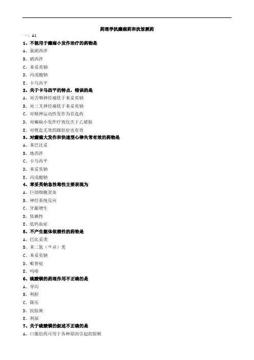 药理学抗癫痫药和抗惊厥药