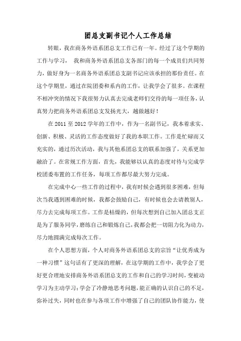 团总支副书记个人工作总结