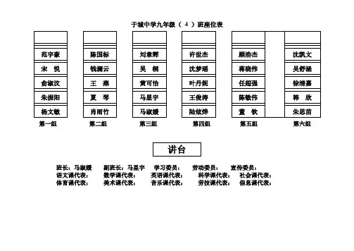 班级座位表  空白  6排座位