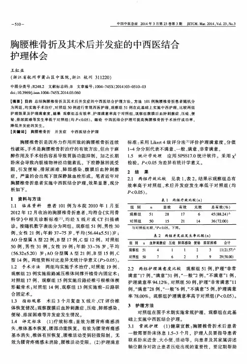 胸腰椎骨折及其术后并发症的中西医结合护理体会