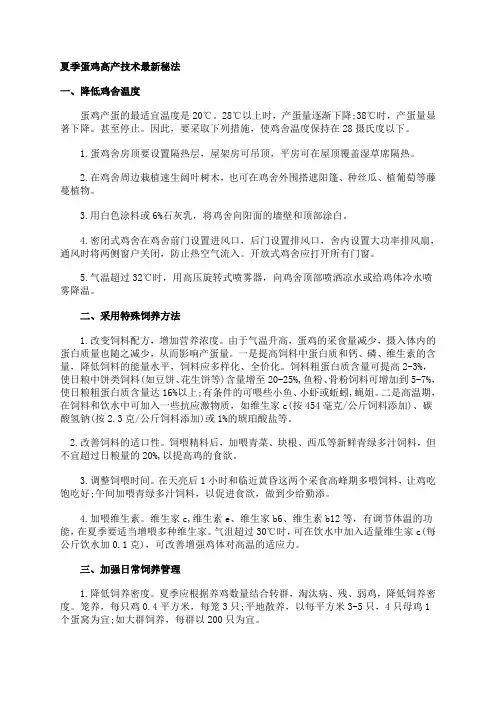 夏季蛋鸡高产技术最新秘法