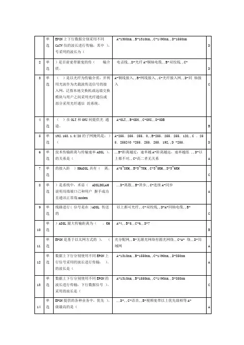电信装维考试599题