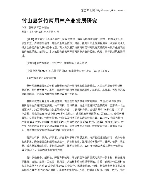 竹山县笋竹两用林产业发展研究
