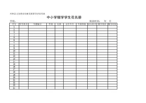 中小学辍学学生花名册样表
