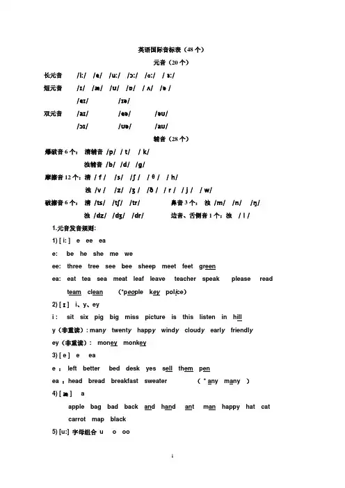 英语国际音标表初一