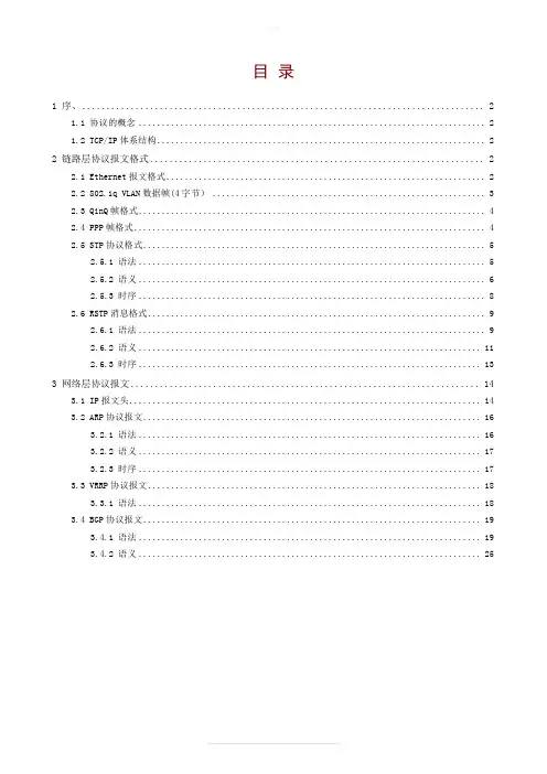 网络协议报文格式大集合