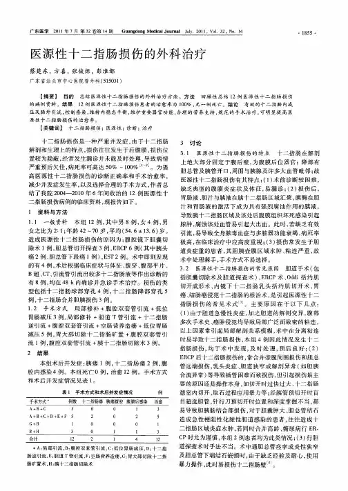 医源性十二指肠损伤的外科治疗