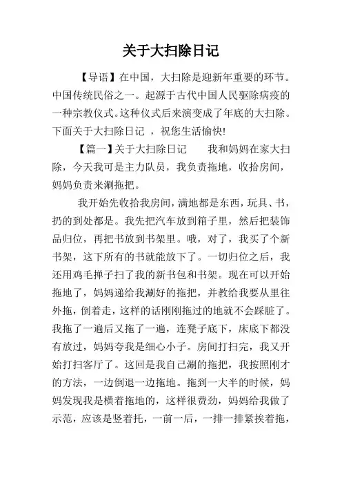 关于大扫除日记