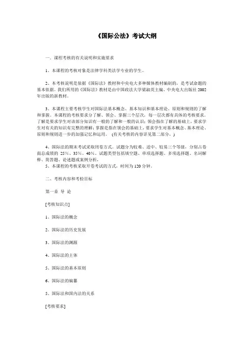 国际公法考试大纲