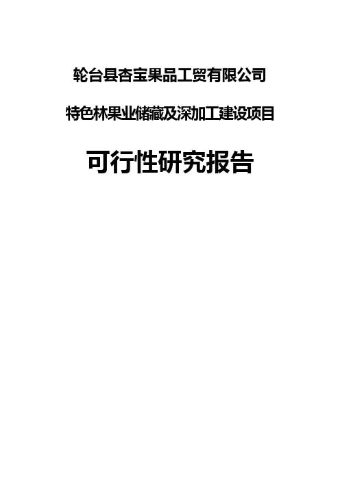 特色林果业储藏及深加工建设项目可行性研究报告