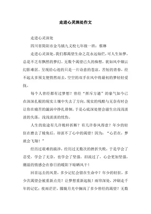走进心灵深处作文