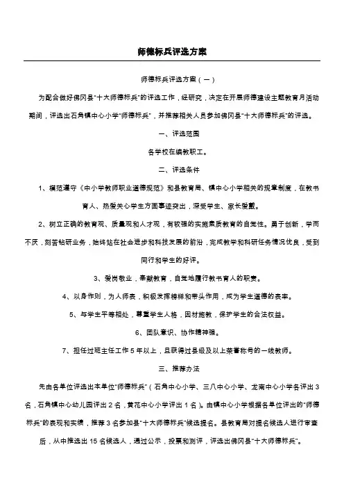 师德标兵评选方案 2