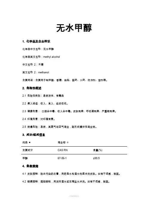 危化品MSDS-甲醇