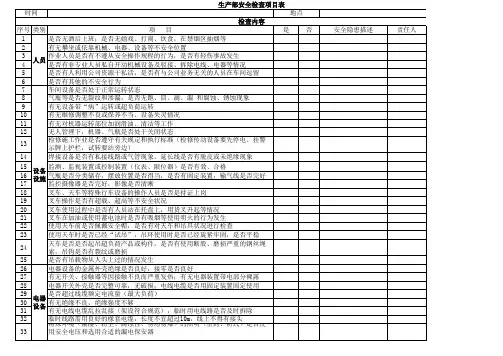 钢结构车间安全检查台账