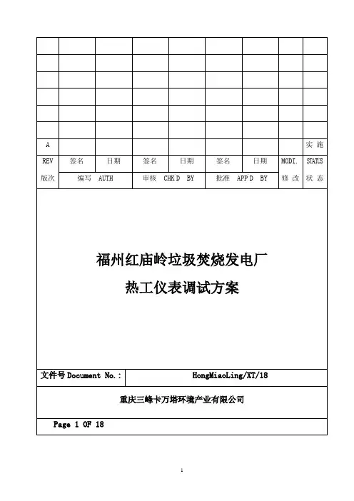 仪表调试方案