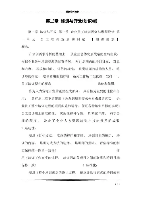 第三章 培训与开发(知识树)