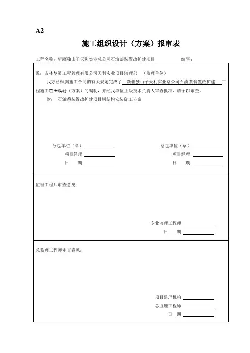 A2 施工组织设计(方案)报审表