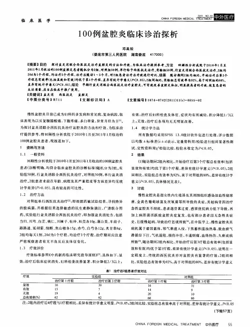 100例盆腔炎临床诊治探析