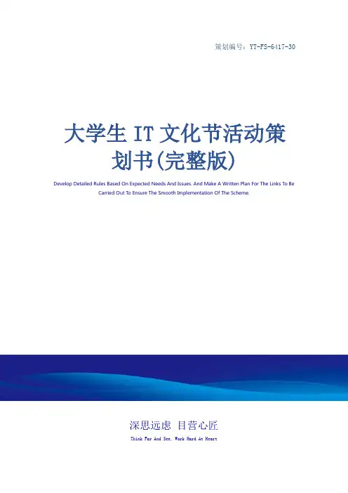 大学生IT文化节活动策划书(完整版)
