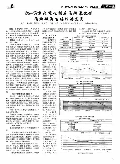 Mo-Bi系列催化剂在丙烯氧化制丙烯酸再生操作的应用