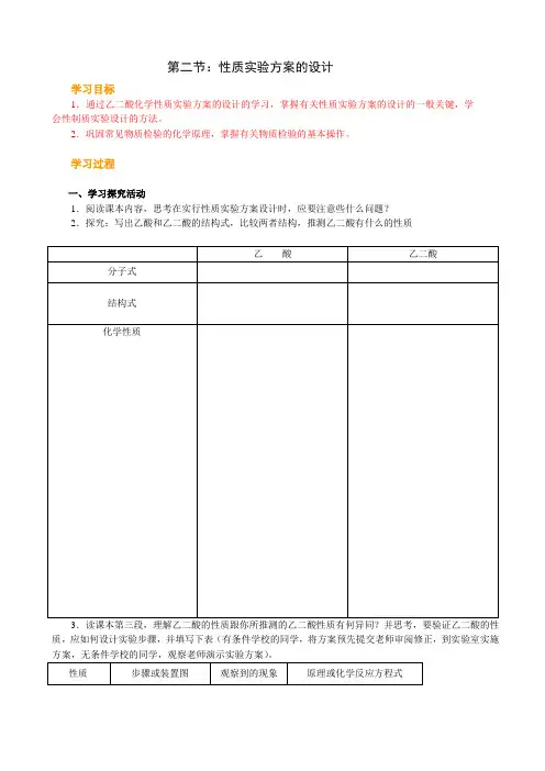 人教版高中化学第三册(必修+选修)性质实验方案的设计