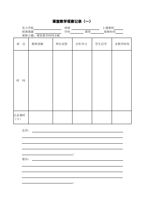 观察记录模板