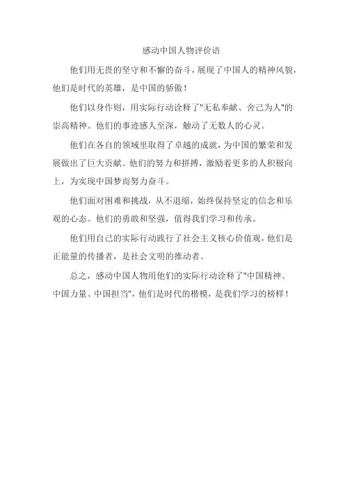 感动中国人物评价语