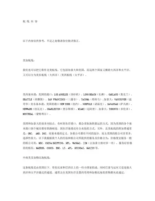 国际海运航线知识