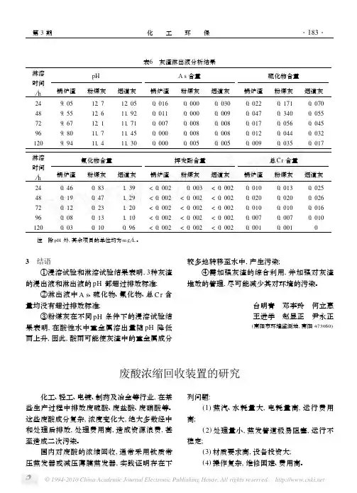 废酸浓缩回收装置的研究