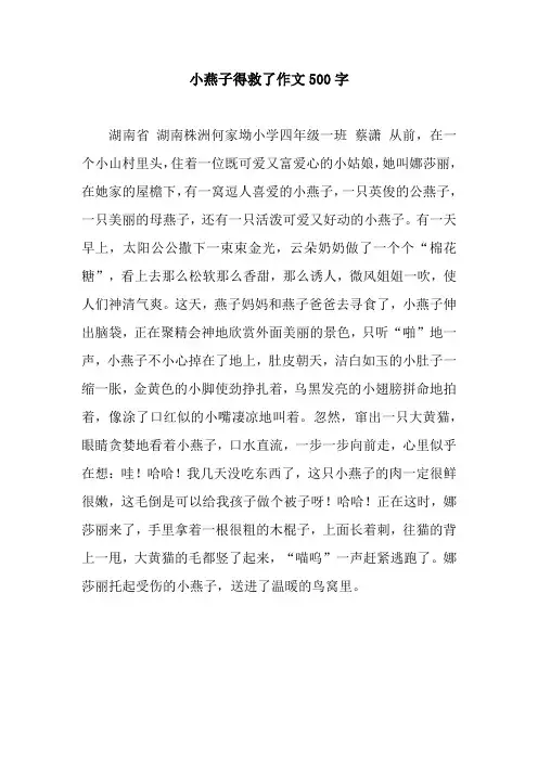 小燕子得救了作文500字_3