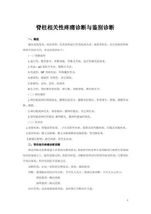 脊柱相关性疼痛诊断与鉴别诊断