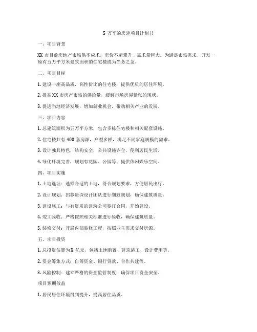 5万平的房建项目计划书