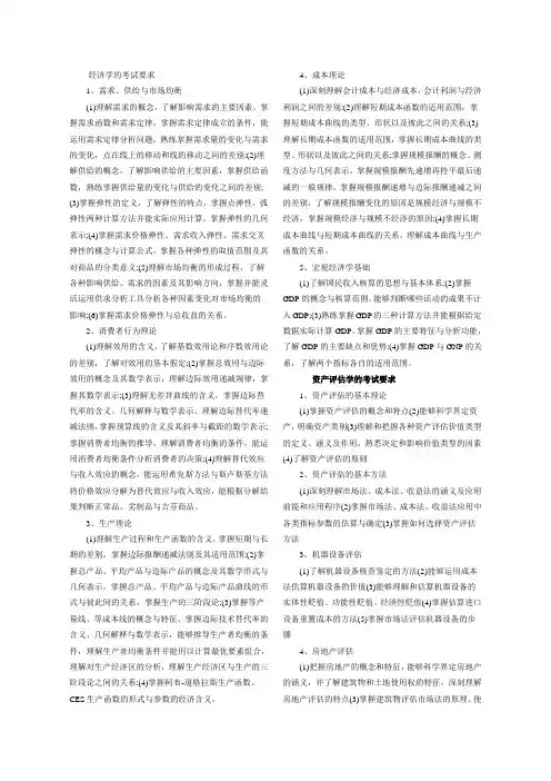 436资产评估专业基础考试大纲