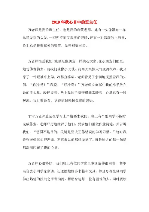 2019年我心目中的班主任