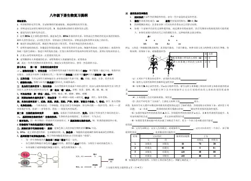 八年级下册生物复习提纲