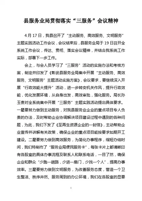 县服务业局贯彻落实“三服务”会议精神