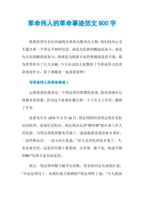 革命伟人的革命事迹范文800字