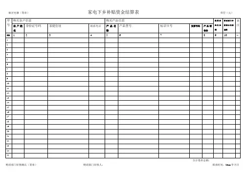 补贴资金结算表模板
