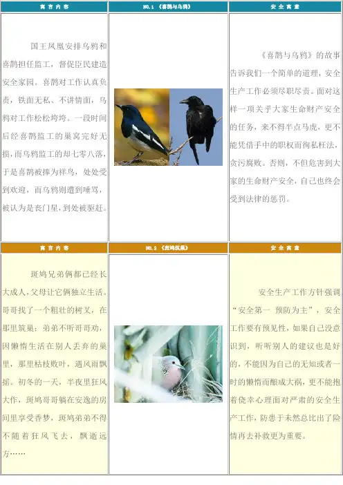 安全动物寓言故事
