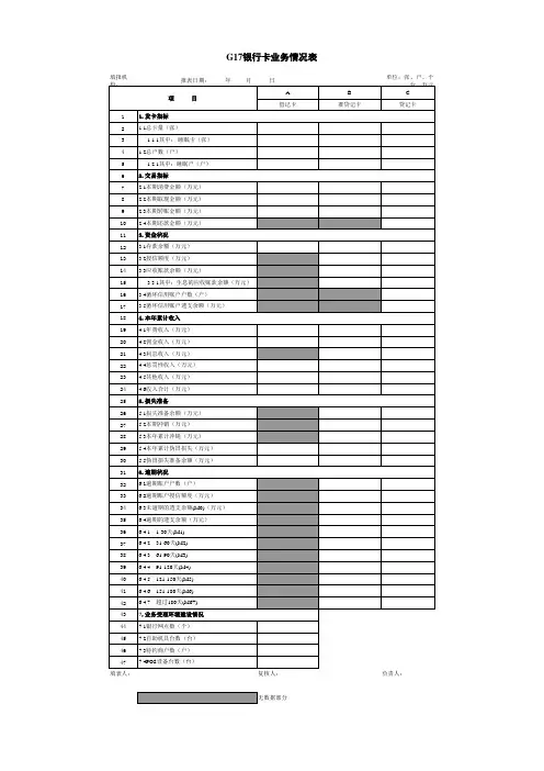 银行卡业务情况表模板