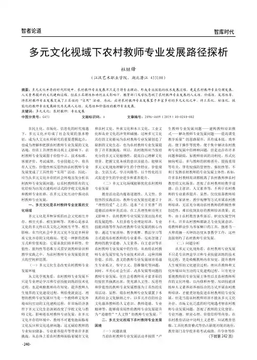 多元文化视域下农村教师专业发展路径探析