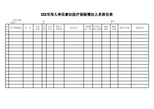 医保增加人员报告表