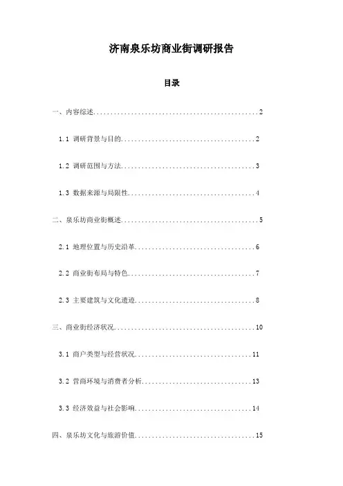 济南泉乐坊商业街调研报告