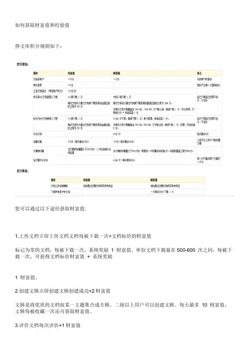 百度文库财富值获得方法(全面详细)