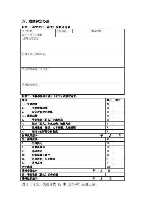 学生毕业设计成果(论文)格式要求