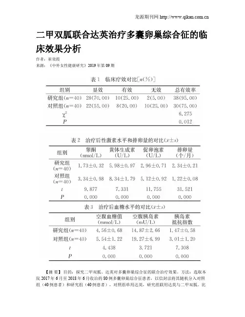 二甲双胍联合达英治疗多囊卵巢综合征的临床效果分析