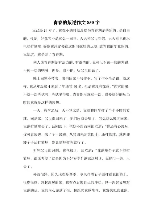 青春的叛逆作文850字.doc
