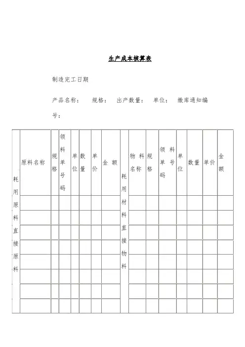 企业生产成本核算表