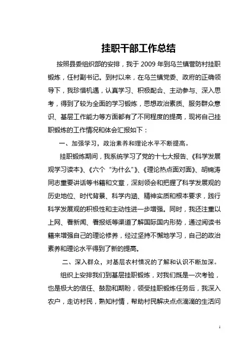 挂职干部期满工作总结