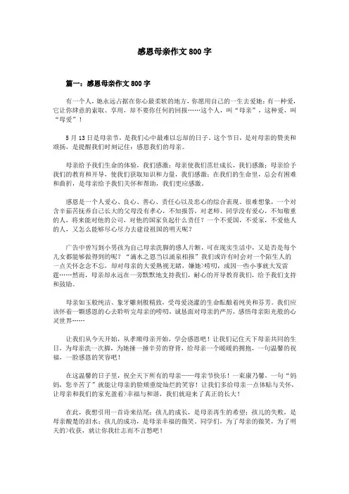 感恩母亲作文800字